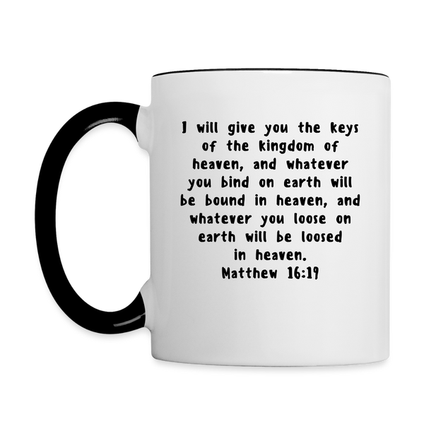 Mug - HALelujah! Designs - Keys of the Kingdom - Matthew 16:19 (11 oz.) - white/black