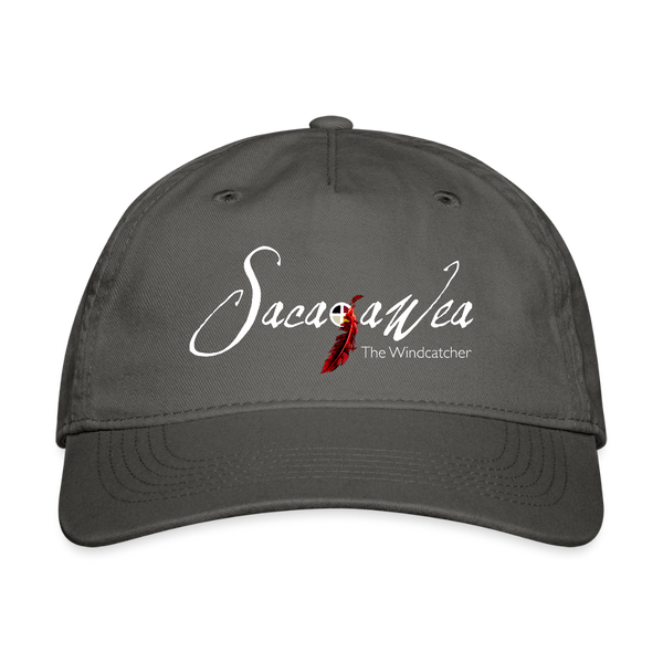 Hat - Organic - Sacajawea, The Windcatcher Logo - Printed - charcoal