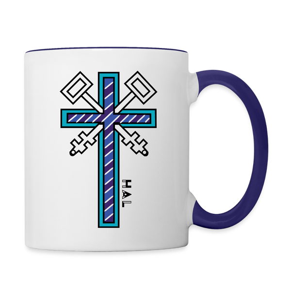 Mug - HALelujah! Designs - Keys of the Kingdom - Matthew 16:19 (11 oz.) - white/cobalt blue