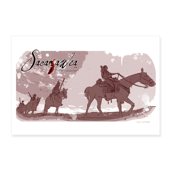 Poster - (12 x 8) Sacajawea on Horseback - white