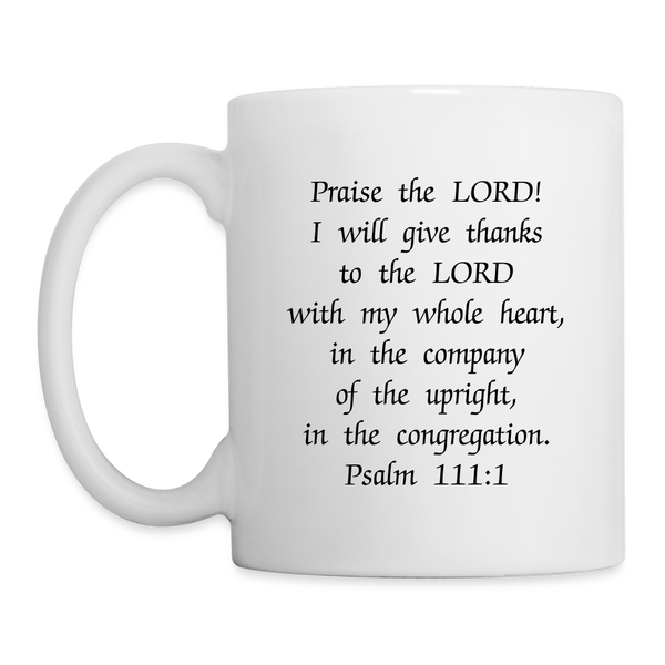 Mug - HALelujah! Designs Logo - Ps. 111:1 (11 oz.) - white