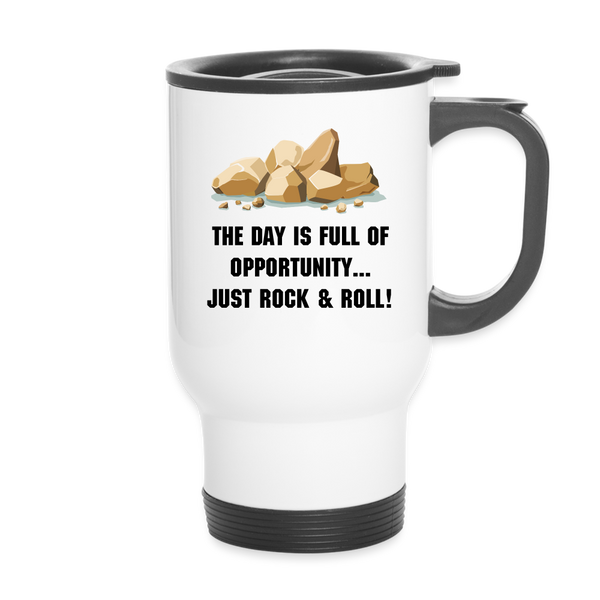 Mug - Travel - Rock & Roll Prospecting  (14 oz.) - white