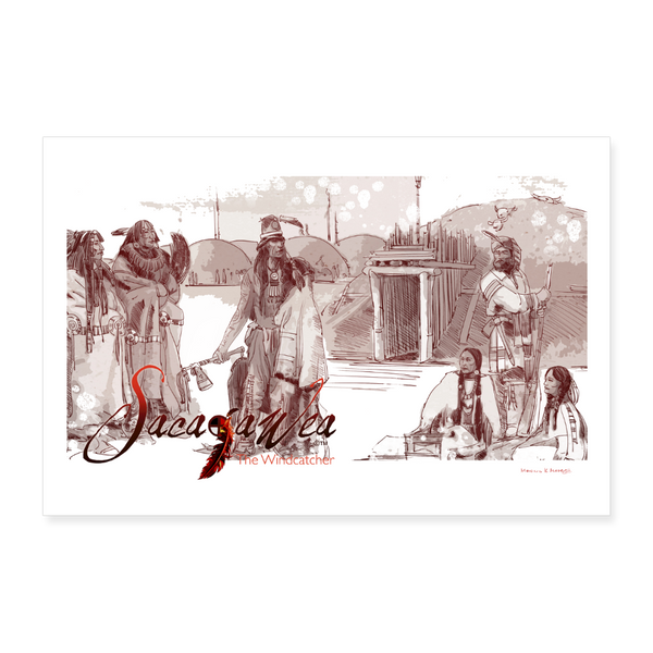 Poster - (12 x 8) Sacajawea and the Hidatsa - white