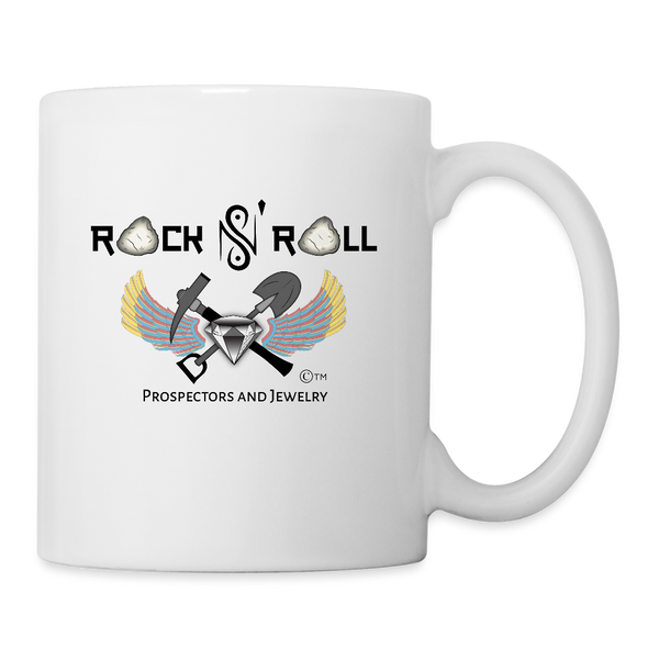 Mug - Rock & Roll Prospecting and Jewelry logo (11 oz.) - white