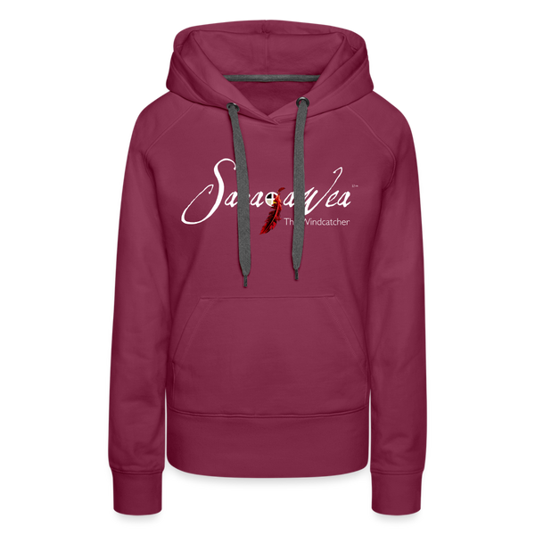 Sweatshirt - Sacajawea, The Windcatcher White Logo (Woman's Hoodie)) - burgundy
