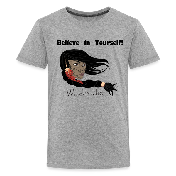 Youth T-shirt - The Grass Maiden, Sacajawea - heather gray