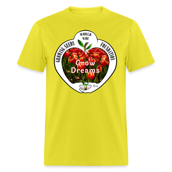 T-shirt - Growing Seeds Worldwide - Grow Dreams (Unisex) - yellow