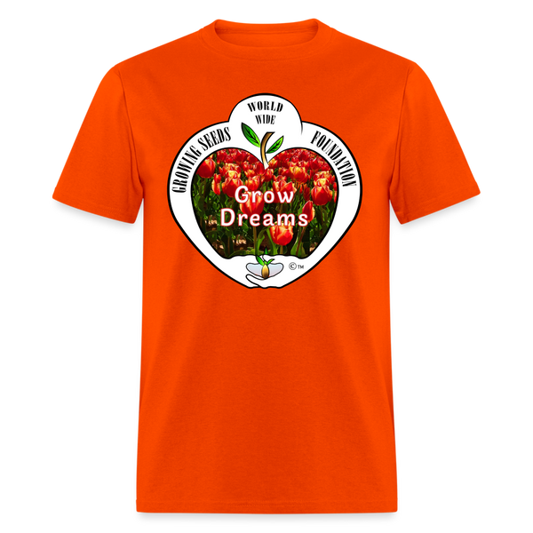 T-shirt - Growing Seeds Worldwide - Grow Dreams (Unisex) - orange