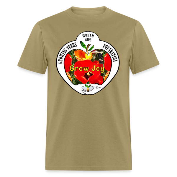 T-shirt - Growing Seeds Worldwide - Grow Joy (Unisex) - khaki