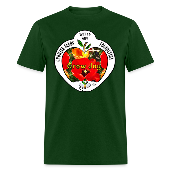 T-shirt - Growing Seeds Worldwide - Grow Joy (Unisex) - forest green