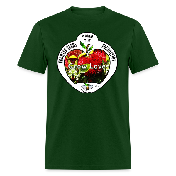 T-shirt - Growing Seeds Worldwide - Grow Love (Unisex) - forest green