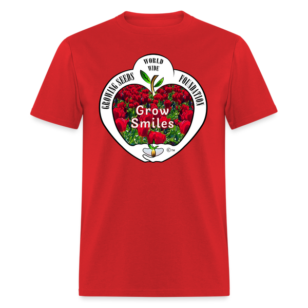 T-shirt - Growing Seeds Worldwide - Grow Smiles (Unisex) - red