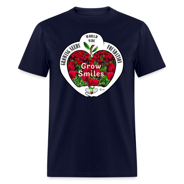 T-shirt - Growing Seeds Worldwide - Grow Smiles (Unisex) - navy