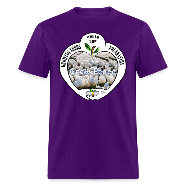 T-shirt - Growing Seeds Worldwide - Grow Peace (Unisex) - purple