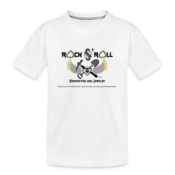 Youth T-shirt - Rock & Roll Prospecting and Jewelry Logo - white