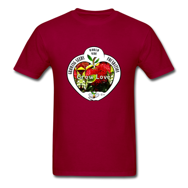 T-shirt - Growing Seeds Worldwide - Grow Love (Unisex) - dark red
