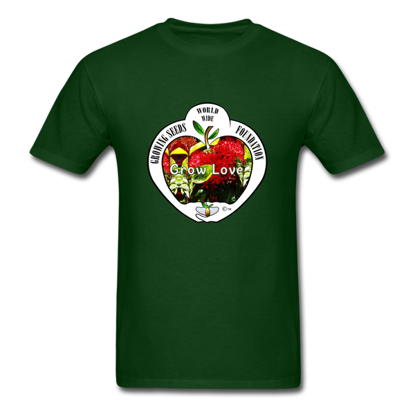 T-shirt - Growing Seeds Worldwide - Grow Love (Unisex) - forest green