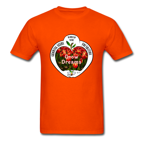 T-shirt - Growing Seeds Worldwide - Grow Dreams (Unisex) - orange