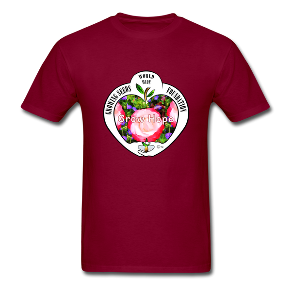 T-shirt - Growing Seeds Worldwide - Grow Hope (Unisex) - burgundy
