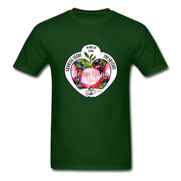 T-shirt - Growing Seeds Worldwide - Grow Hope (Unisex) - forest green