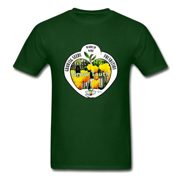 T-shirt - Growing Seeds Worldwide - Grow Truth (Unisex) - forest green