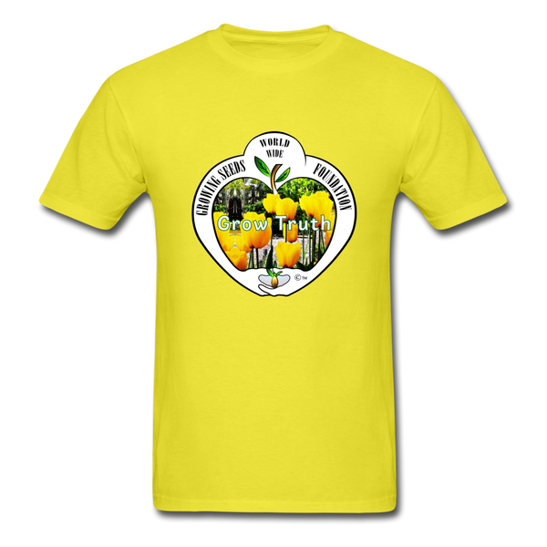T-shirt - Growing Seeds Worldwide - Grow Truth (Unisex) - yellow