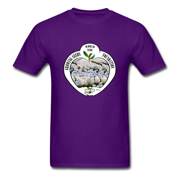 T-shirt - Growing Seeds Worldwide - Grow Peace (Unisex) - purple