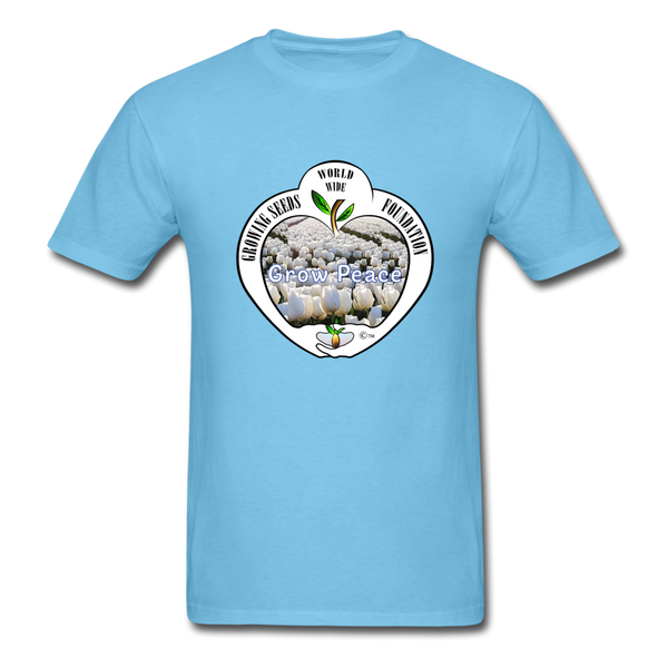 T-shirt - Growing Seeds Worldwide - Grow Peace (Unisex) - aquatic blue