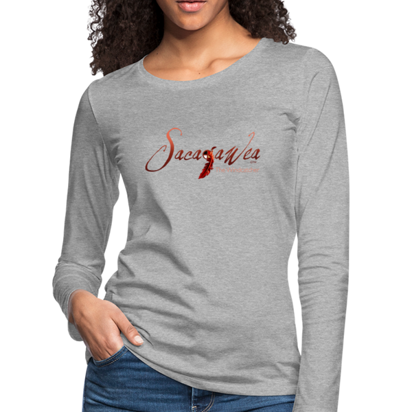 T-Shirt - Sacajawea, The Windcatcher Red Logo (Women's Long Sleeve) - heather gray