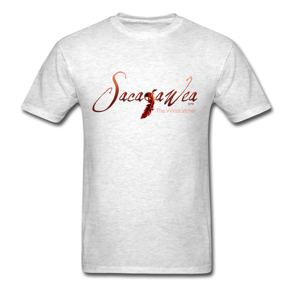 T-Shirt - Sacajawea, The Windcatcher Logo - Red Logo - light heather gray