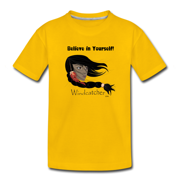 Youth T-shirt - The Grass Maiden, Sacajawea - sun yellow