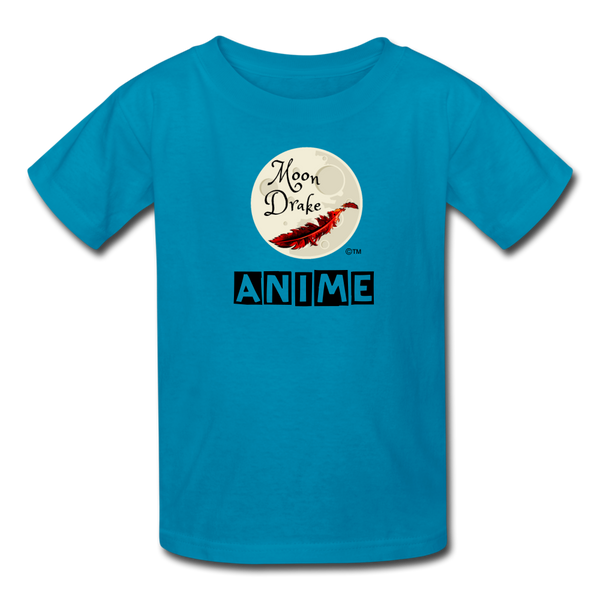 Youth T-Shirt - Moon Drake Anime Series Logo - turquoise