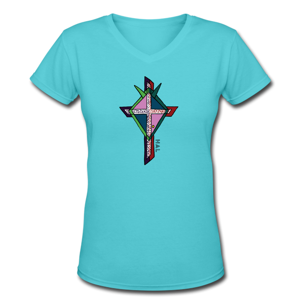T-shirt - HALelujah! Designs - Cross of Love (Women's) - aqua