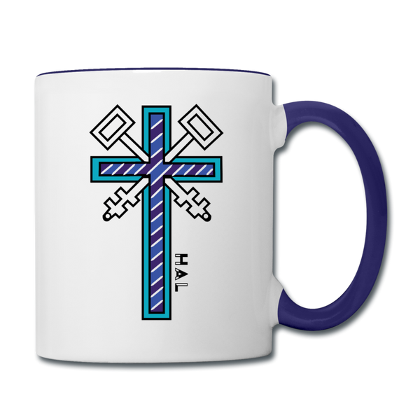 Mug - HALelujah! Designs - Keys of the Kingdom - Matthew 16:19 (11 oz.) - white/cobalt blue