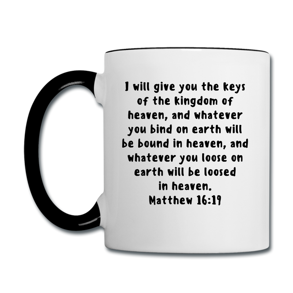 Mug - HALelujah! Designs - Keys of the Kingdom - Matthew 16:19 (11 oz.) - white/black