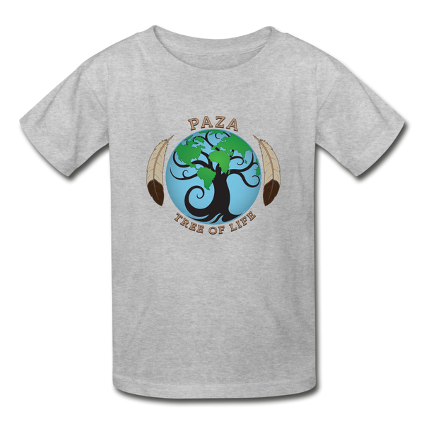 Youth T-shirt - PAZA Tree of Life Logo - heather gray
