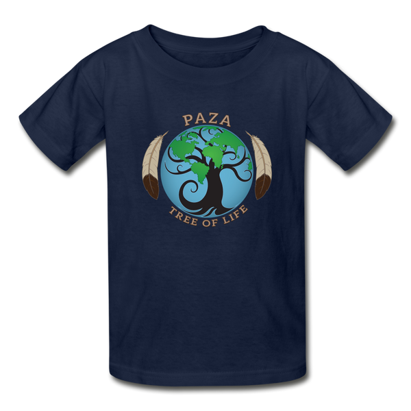 Youth T-shirt - PAZA Tree of Life Logo - navy