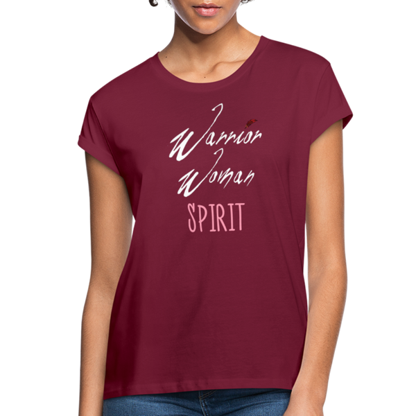T-Shirt - Warrior Woman Spirit White Logo (Women's) - burgundy
